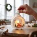 Lanterna de Natal Suspensa 12 x 8,5 cm Redonda Com Imitação de Vela Motivo Pai Natal Decoração para Mesa e Janela 3