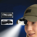 Lanterna frontal LED com íman USB C 4,5 x 8,5 cm Lanterna frontal potente com clipe e faixa 500 m de alcance 6 modos de luz Equipamento de turismo 2