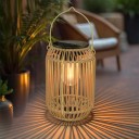 Lanterna LED solar suspensa IP65 estilo ratan bambu 26,5 x 11 cm 800mAh luz decorativa quente 2