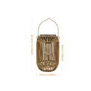 Lanterna LED solar suspensa IP65 estilo ratan bambu 26,5 x 11 cm 800mAh luz decorativa quente 3