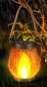 Lanterna LED solare con effetto fiamma ricarica Type-C lampada appesa impermeabile nera per giardino terrazza campeggio 3