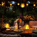 Lanterna LED solare con effetto fiamma ricarica Type-C lampada appesa impermeabile nera per giardino terrazza campeggio 4
