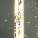 Lapaçã de sol suspenso 41,5 x 6 cm Flor de Lótus Decoração com cristais facetados Reflexos arco-íris Decoração de luxo para janela e varanda 3