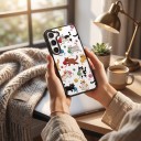 Läpinäkyvä suojakuori Samsung Galaxy A15 Kestävä Kissamotiivi värikkäillä langoilla Mustat reunat Kameran suoja Puhelimen kuori kissoilla 4