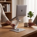 Laptop and Portable Monitor Stand Rotating Base Adjustable Height and Angle Aluminium Alloy Silver For Desk in Office and Home 6