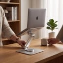 Laptop- und tragbarer Monitorständer Drehbare Basis Einstellbare Höhe und Neigung Aluminiumlegierung Silber Für Schreibtisch im Büro und zu Hause 6