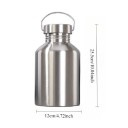 Large Capacity Stainless Steel Drinking Bottle 2000 ml Large Screw Cap with Handle on Lid Silver Water Bottle for Outdoor Use 2