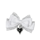 Large Hair Bow Approx. 15 cm Lace Decorative Heart Metal Clip Fabric Ornament Elegant Hair Accessory 2