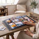 Large Linen Photo Album 300 Pages for 10 x 15 cm Photos Size 33 x 30 cm With Window in Cover Black Pages For Family Photos 11