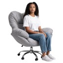 Large Soft Office Chair on Wheels Height Adjustable Heart-Shaped Backrest 100–110 x 80 cm Technical Fabric and Foam Suitable for Office 7