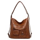 Large women's shoulder bag made of synthetic leather Soft hobo bag with two zip pockets Front flap pocket 35 x 32 x 14 cm 2