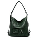Large women's shoulder bag made of synthetic leather Soft hobo bag with two zip pockets Front flap pocket 35 x 32 x 14 cm 5
