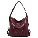 Large women's shoulder bag made of synthetic leather Soft hobo bag with two zip pockets Front flap pocket 35 x 32 x 14 cm 6