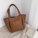 Large Women's Shoulder Shopper Bag made of Artificial Leather 43 x 31 x 13 cm External Front Pocket Wide Handles Matte Surface Simple Design 3