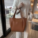 Large Women's Shoulder Shopper Bag made of Artificial Leather 43 x 31 x 13 cm External Front Pocket Wide Handles Matte Surface Simple Design 7