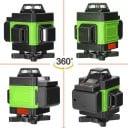 Laser-Nivelliergerät 8 Linien Deutschland LD Grüner Strahl Selbstnivellierend 360° IP54 6800mAh Li-Ionen-Akku Set mit Halterung, Fernbedienung 2