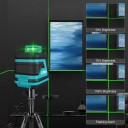 Laserová vodováha Kiprim LV8D 2 linie 360° Křížový laser se samonivelací Zelený paprsek Nastavitelný jas IP54 Tyrkysovo-černá Na stavbu 2