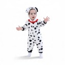 Lasten dalmatialaispuku Yksiosainen haalari hupulla Koiran korvat ja kasvot Punainen kaulus Flanelli Valkoinen ja musta Unisex 2