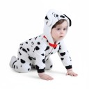 Lasten dalmatialaispuku Yksiosainen haalari hupulla Koiran korvat ja kasvot Punainen kaulus Flanelli Valkoinen ja musta Unisex 7