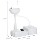 Lavabo portable extérieur sur roues avec pompe à pied et distributeur de savon 103 x 50 x 83 cm avec réservoir d'eau de 17 l et réservoir d'eaux usées 2