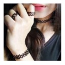 Lázadó Choker Készlet Karkötő - gyűrű Rugalmas Rugalmas Méret Geometrikus Tetoválás Mintázat Modern Női Ékszer Készlet 3