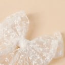 Lazo de encaje para el cabello para mujeres 14 × 30 cm Cinta de tul larga Accesorio de cabello elegante para bodas 2