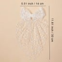 Lazo de encaje para el cabello para mujeres 14 × 30 cm Cinta de tul larga Accesorio de cabello elegante para bodas 4