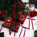Lazos de terciopelo navideños Set de 10 unidades Lazos atados 12,7 x 17,8 cm Terciopelo Adornos para árbol de Navidad Corona y regalos 2