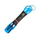 Leash na paddleboard spirálový 275 cm se schovanou kapsičkou na klíče na suchý zip modrý poutko na nohu na SUP surf a vodní sporty 1