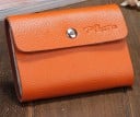 Leather Card and Document Holder With Flap and Metal Snap More Layers of Compartments Inside Compact Size 10 x 2.5 x 7.5 cm 4