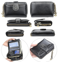 Leather Wallet with Cross Logo, Zip Pullers and Practical Arrangement Double Coin Pocket, 7 Card Slots and Removable Card Slot. 6