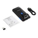 Lecteur de codes-barres Bluetooth portable 1D 2D QR avec clip pour téléphone, 1200 mAh, 2,4G et USB-C, noir, pour entrepôt, magasin et inventaire 3