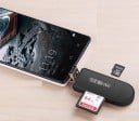 Lector de tarjetas de memoria 3 en 1 para teléfono y computadora Conectores USB-A USB-C y Micro USB Para tarjetas SD y Micro SD Interfaz USB 2.0 Negra 2