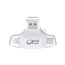 Lector de tarjetas de memoria 4 en 1 para teléfono y computadora Conectores Lightning USB-C Micro USB y USB 3.0 Para tarjetas SD y Micro SD 1