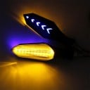 LED Blinker für Motorräder 12 V Orange Licht Blau leuchtende Pfeile Schwarzes Gehäuse 11,4 x 3,5 cm Befestigungsschraube 8 mm Kabel 26 cm 2 Stück 3