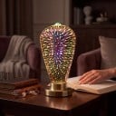LED izzó ST64 E27 Tűzijáték effekt 6 W 85–265 V 50/60 Hz 6 x 13 cm Ezüstözött üveg burkolat Többszínes minta Lámpákhoz és világítótestekhez 5