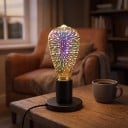 LED izzó ST64 E27 Tűzijáték effekt 6 W 85–265 V 50/60 Hz 6 x 13 cm Ezüstözött üveg burkolat Többszínes minta Lámpákhoz és világítótestekhez 6