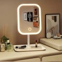 LED Καλλυντικό καθρέφτη με βάση 27 x 18 εκ. Αφής έλεγχος Περιστρεφόμενο 270° Τρεις θερμοκρασίες φωτός Μνήμη φωτεινότητας Επαναφορτιζόμενο Λευκό 5