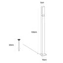 LED κήπος στήλη 100 εκ. Με αιχμή για το έδαφος 7 W IP65 Αδιάβροχο 85–265 V Αλουμίνιο και ακρυλικό Ζεστό φως 3000 K Για το γρασίδι 4