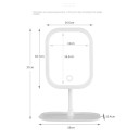 LED Kosmetikspiegel mit Standfuß 27 x 18 cm Touch-Bedienung 270° drehbar Drei Lichttemperaturen Helligkeitsspeicher Wiederaufladbar Weiß oder Pink 3