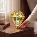 LED-lampa i diamantform E27 Fyrverkerieffekt 6 W 85–265 V 50/60 Hz 9,5 x 13,5 cm Silverfärgat glas Flerfärgad mönster För lampor och belysning 6