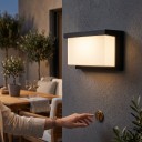 LED lampada da parete esterna 25 W Classe di protezione IP65 Design allungato in orizzontale Diffusore bianco in telaio scuro Luce bianca calda 3000 K Per facciata e terrazza 5