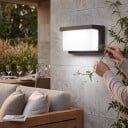 LED lampada da parete esterna 25 W Classe di protezione IP65 Design lungo in orizzontale Diffusore bianco in cornice scura Luce bianca fredda 6000 K Per facciate e terrazze 6