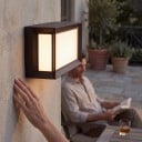 LED lampada da parete esterna 25 W Grado di protezione IP65 Corpo quadrato orizzontale Cornice nera attorno al diffusore bianco Luce calda 3000 K Per facciata e ingresso 4
