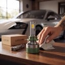 LED lâmpadas para faróis com controlo através de aplicação Bluetooth 3000–8000 K, 9012 HIR2, chips CSP e ventilador, cinza-esverdeadas, 12/24 V 5