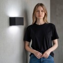 LED lampy ścienne 24 W Klasa IP65 Kwadratowa obudowa pozioma Aluminium Dwa moduły Oświetlenie w górę i w dół Białe światło 6000 K Na fasadę i do wejścia 5