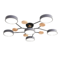 LED-ljuskrona med 3 olika färger 48 W Modern taklampa med 6 LED-ljus i cirkelform Minimalistisk dimbar ljuskrona 66 x 17 cm 3