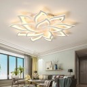 LED loftlampe formet som en blomst 130 W Moderne hvid lysekrone med fjernbetjening Dæmpbar loftlampe med fjernbetjening 92 x 12 cm 2