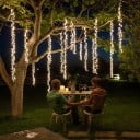 LED lumina suspendată Fire 1,5 m Plouă de lumină Alimentare 220 V priză EU Cablu transparent Alb cald Decorațiune de grădină pentru copac și pergolă 1