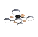 LED-lysekrone med 3 forskellige farver 48 W moderne loftslampe med 5 LED-lys i cirkelform minimalistisk dæmpbar lysekrone 66 x 17 cm 1
